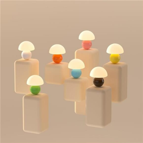 White Mushroom Table Lamp Glass Bedside Light Small Modern Nightstand Lamp - Picture 6 of 7